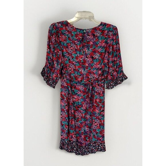 Rixo for Target Womens Dress 10 Ruffle Pink Floral Print Tie-Back Mini Romantic - Picture 3 of 7